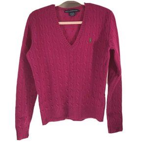 Ralph Lauren Sport Pink V Neck Wool Sweater